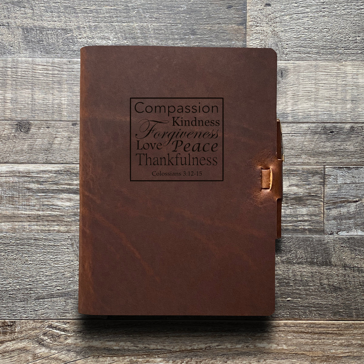 Colossians 3:12-15 - Engraving Design - Refillable Leather Journals