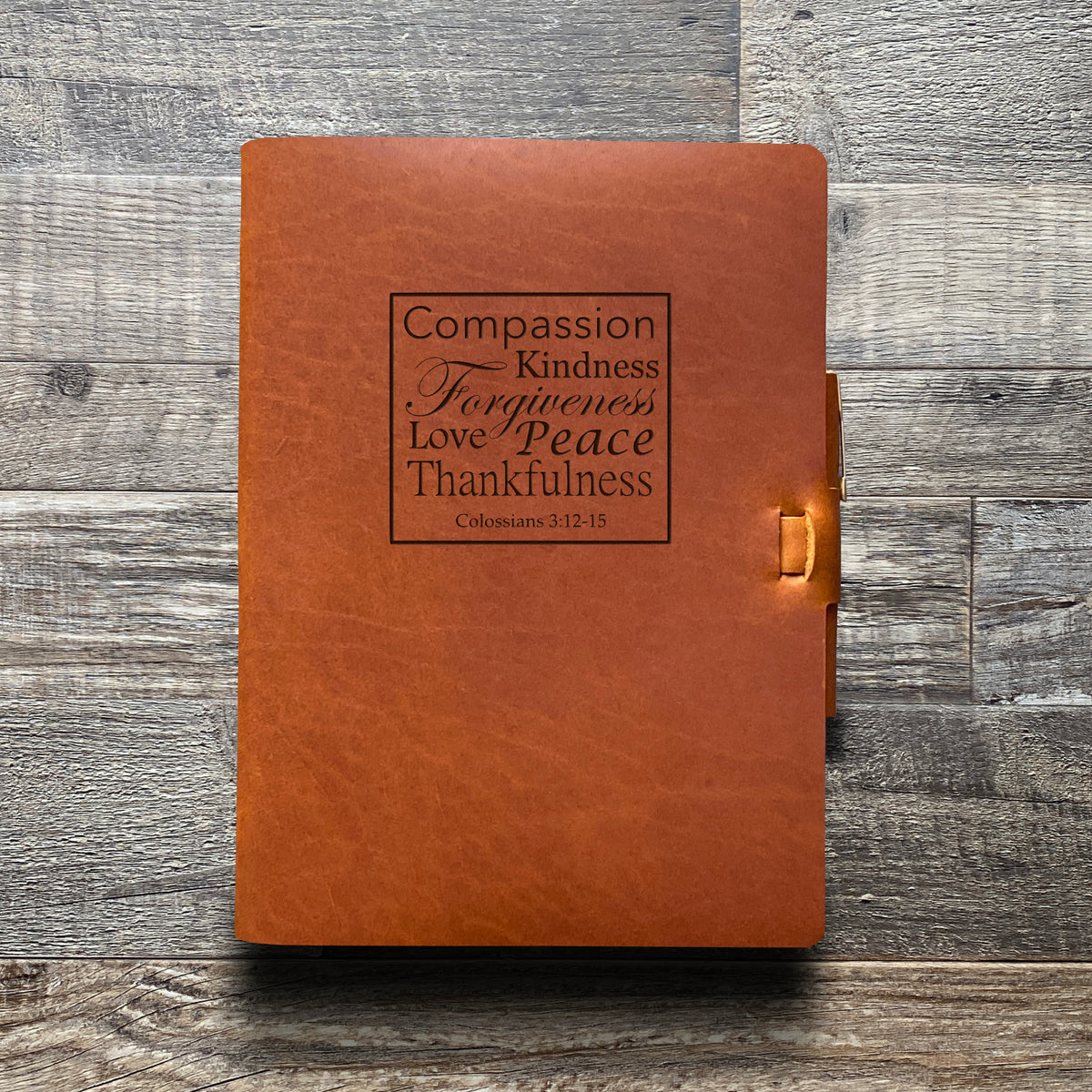 Colossians 3:12-15 - Engraving Design - Refillable Leather Journals