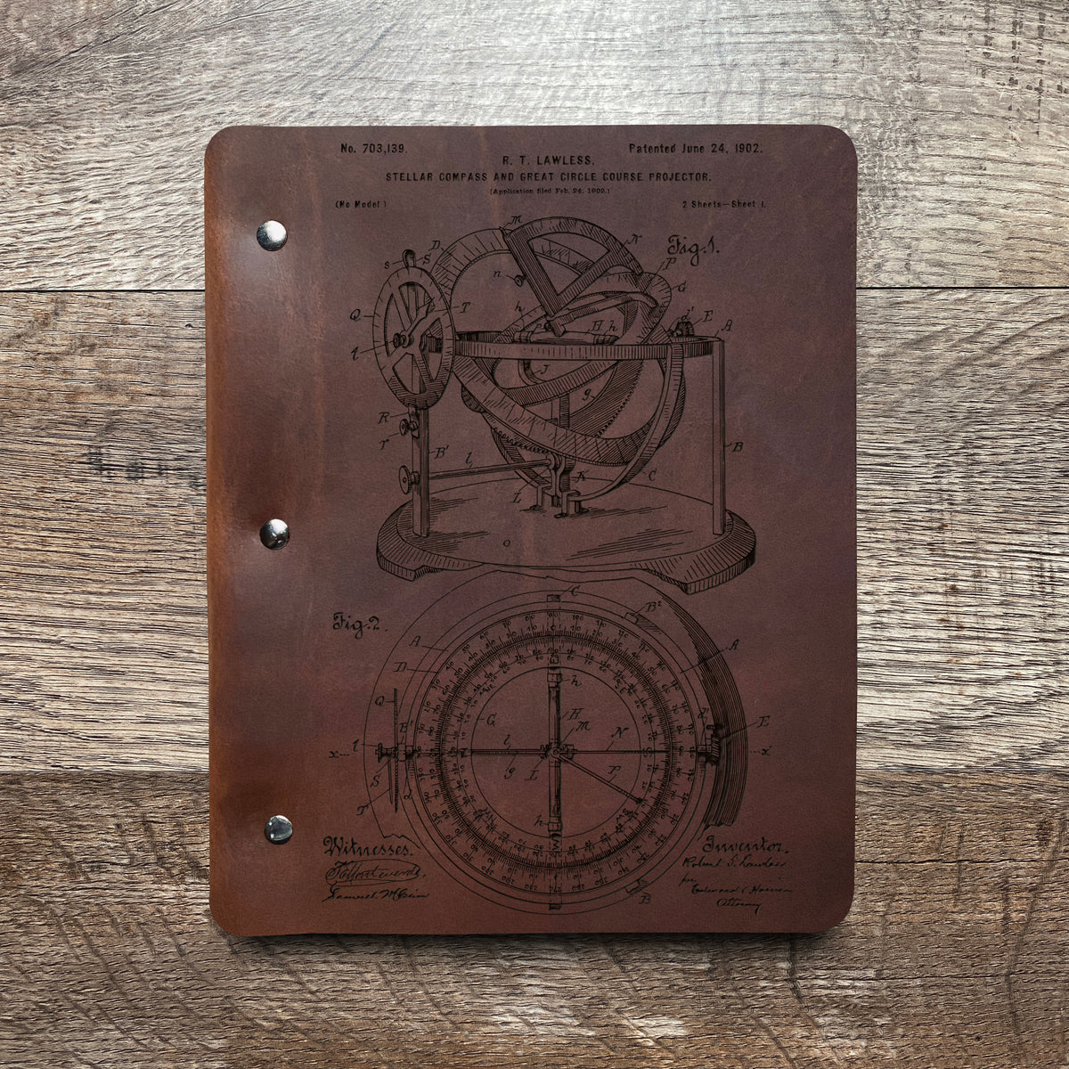 Compass - Engraving Design - Refillable Leather Binders