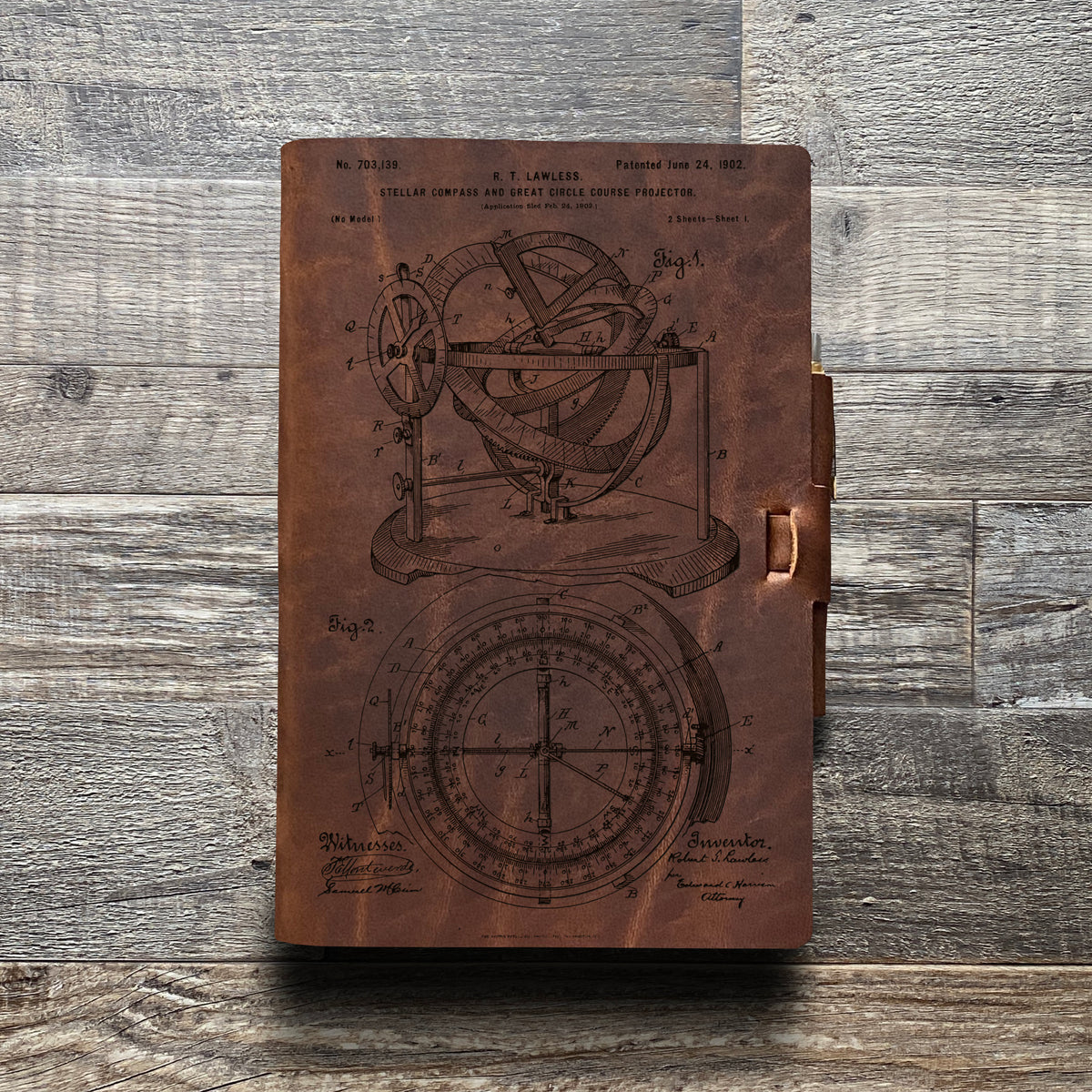 Compass - Engraving Design - Refillable Leather Journals