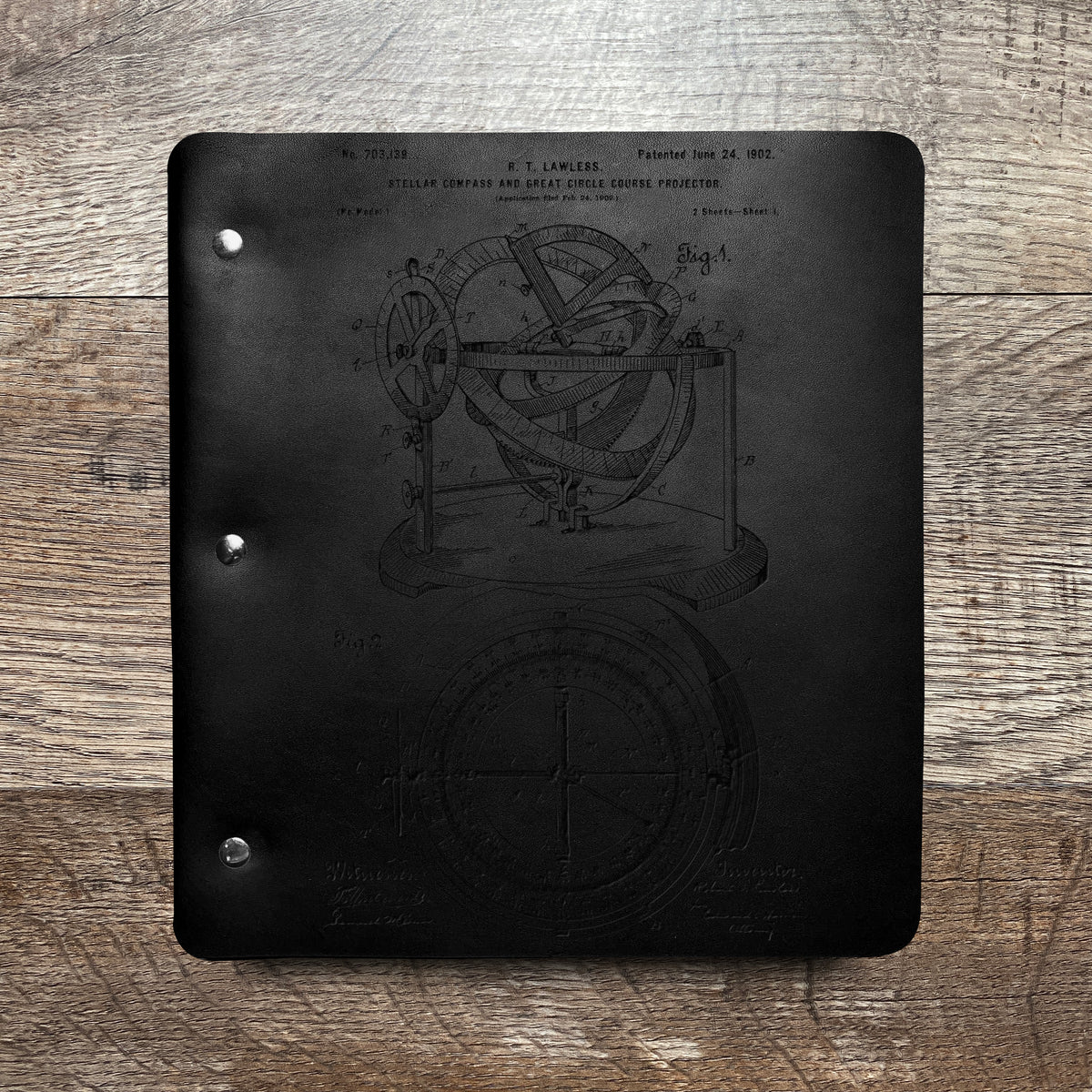 Compass - Engraving Design - Refillable Leather Binders