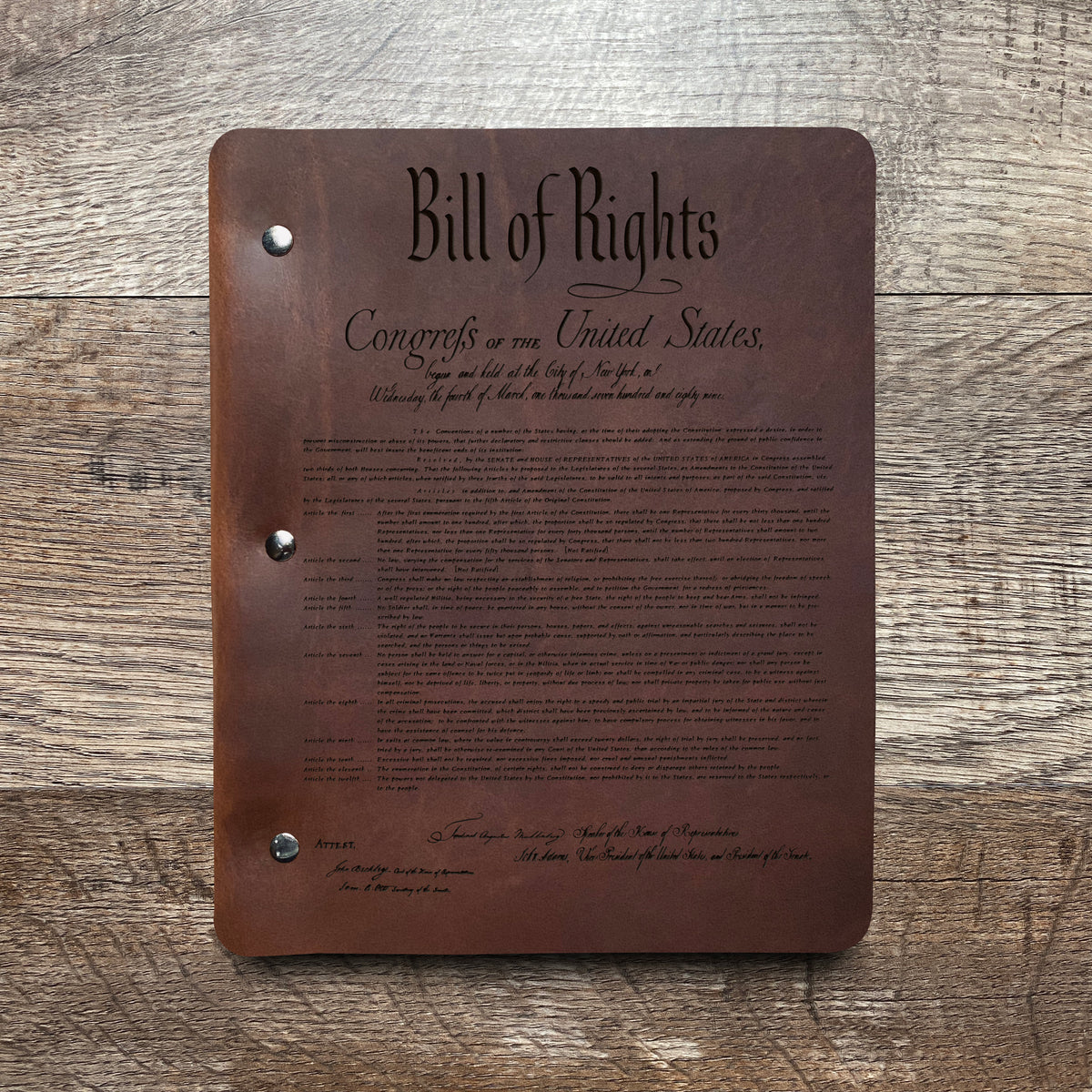 Constitution - Engraving Design - Refillable Leather Binders