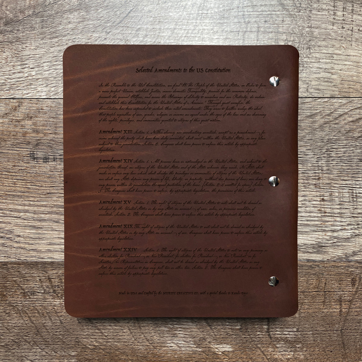 Constitution - Engraving Design - Refillable Leather Binders