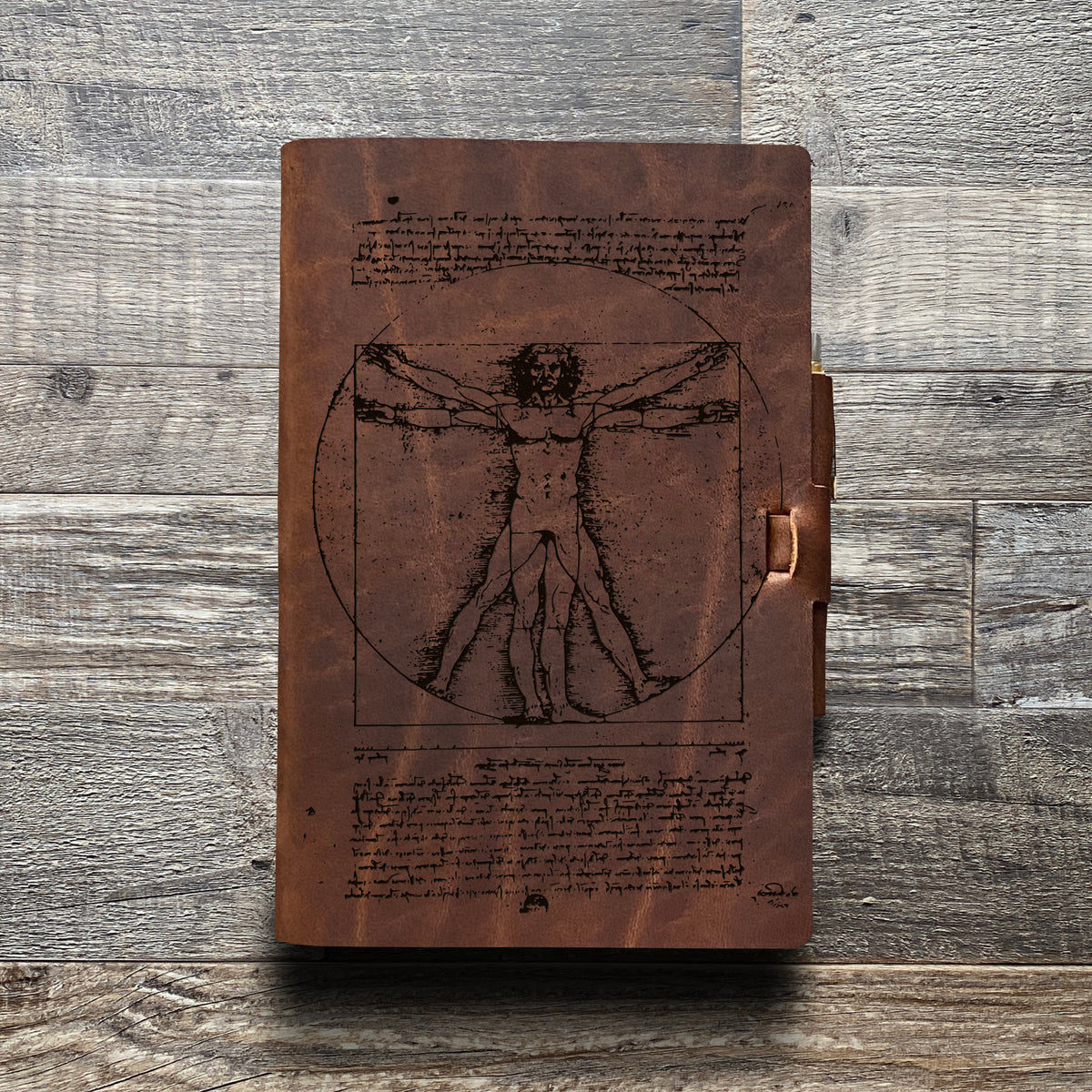 Da Vinci - Vitruvian - Engraving Design - Refillable Leather Journals