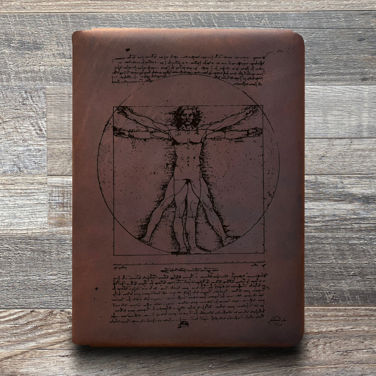 Da Vinci - Vitruvian - Engraving Design - Refillable Leather Folios
