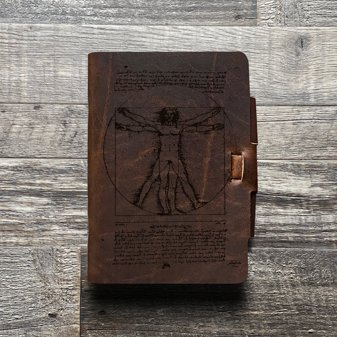 Da Vinci - Vitruvian - Pre-Engraved - Refillable Leather Journals