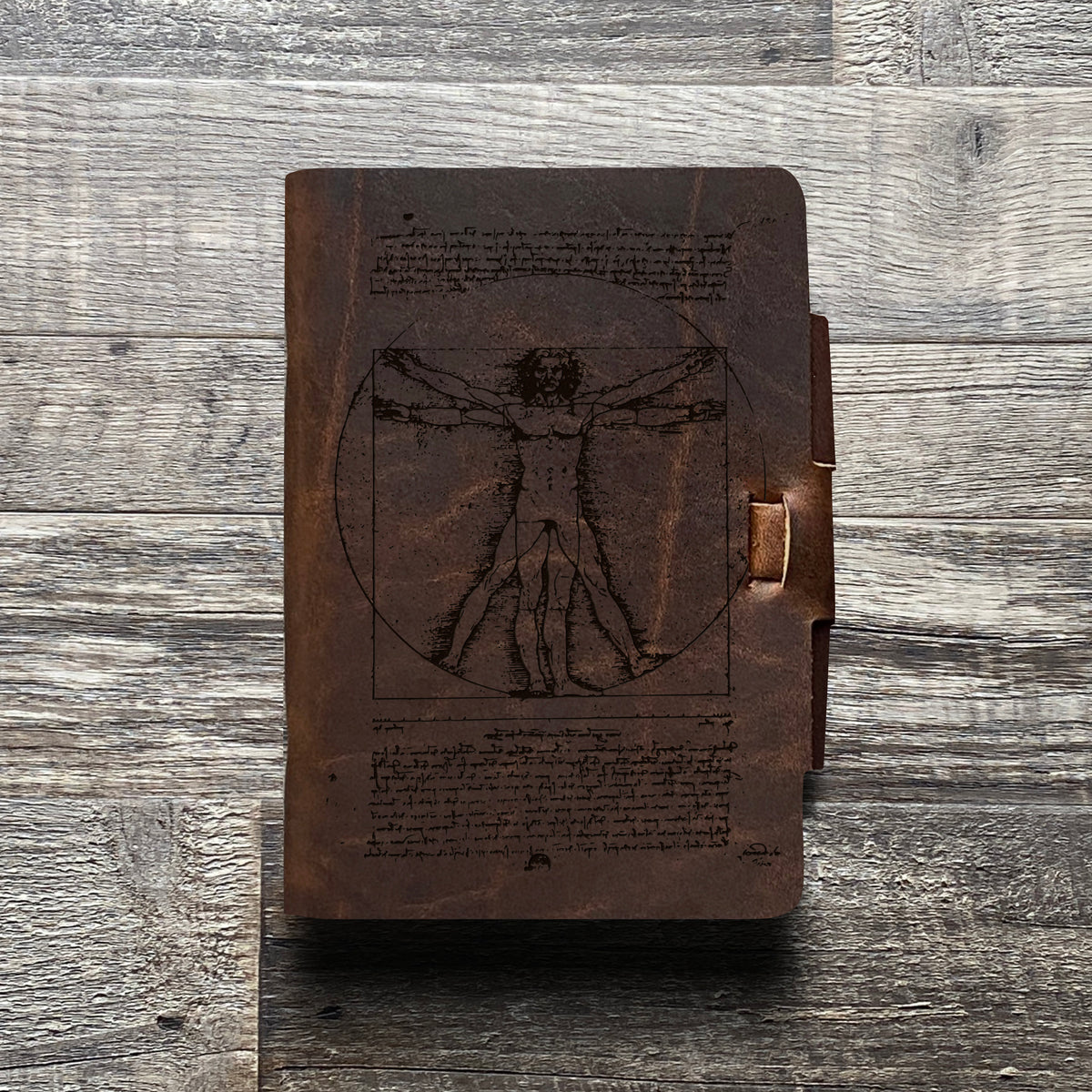 Da Vinci - Vitruvian - Engraving Design - Refillable Leather Journals