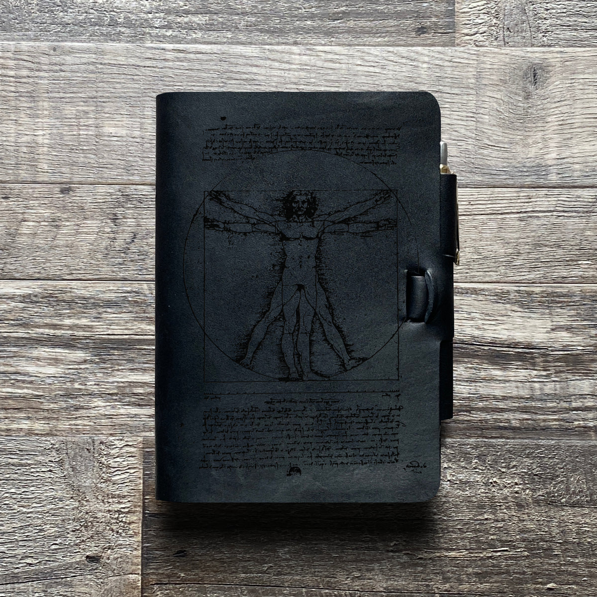 Da Vinci - Vitruvian - Engraving Design - Refillable Leather Journals