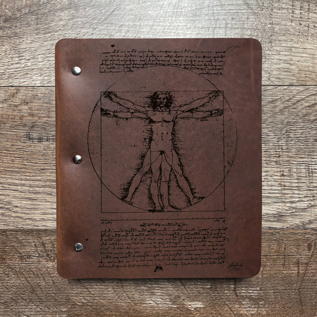 Da Vinci - Vitruvian - Pre-Engraved - Refillable Leather Binders