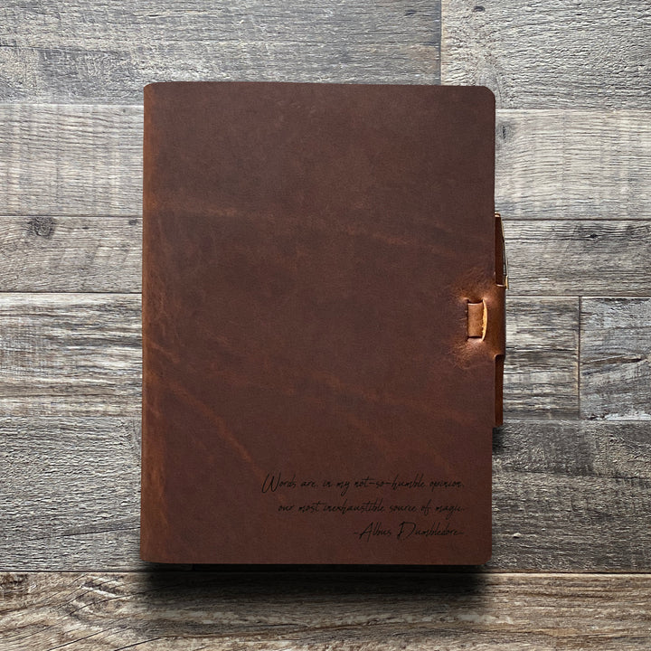Dumbledore - Handwriting - Pre-Engraved - Refillable Leather Journals