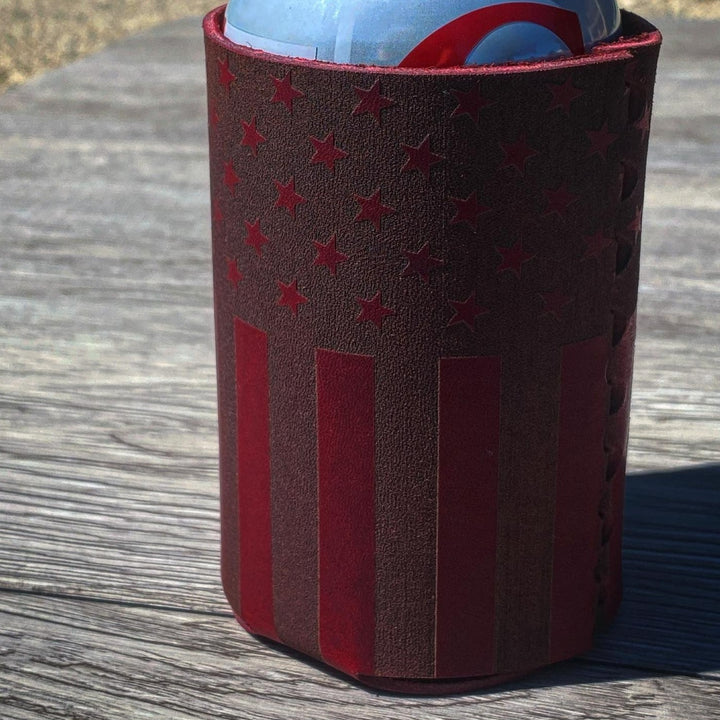 American Flag Leather Can Sleeve
