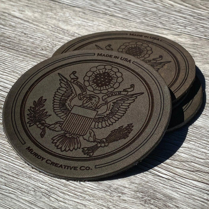Great Seal Leather 4 Coaster Set