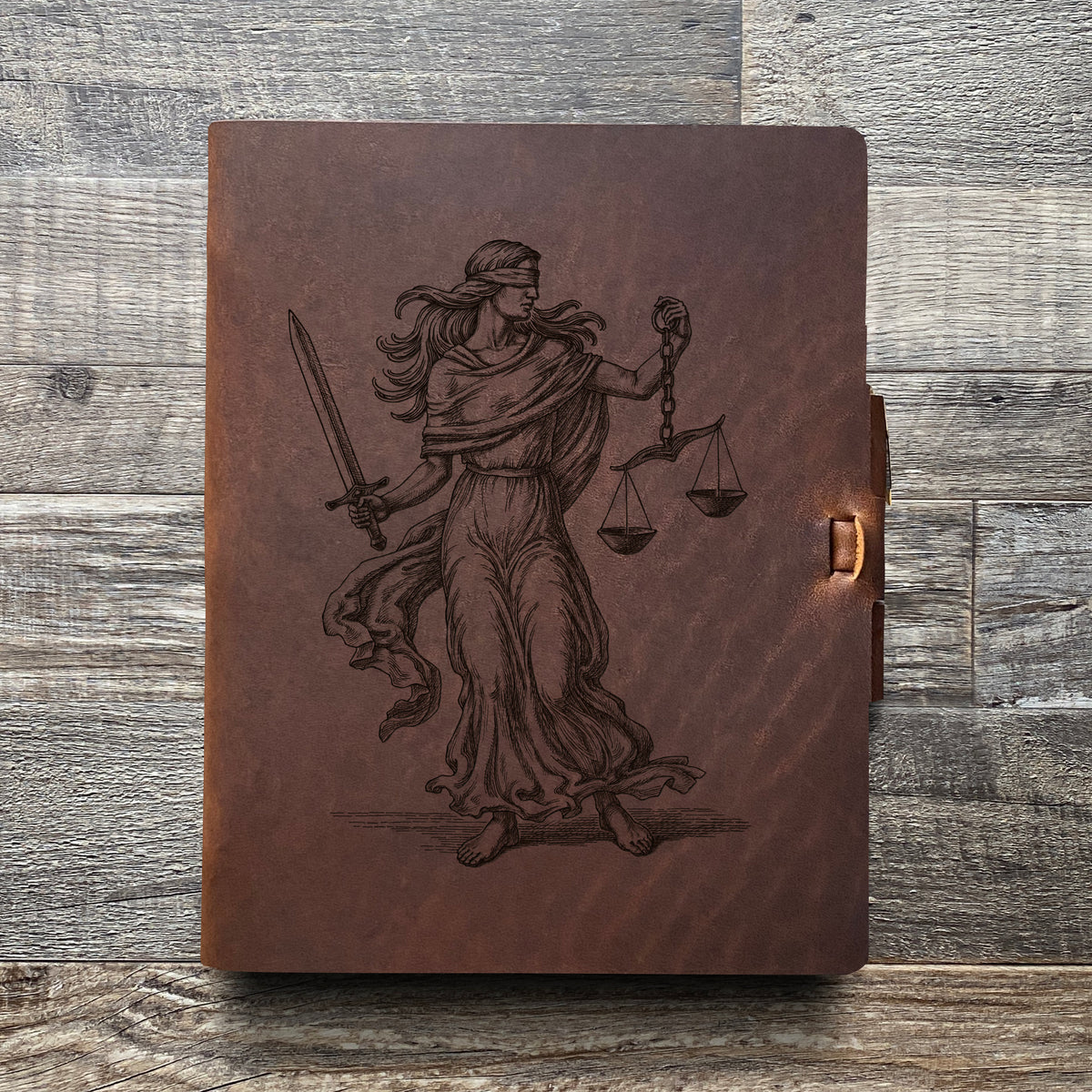 Lady Justice - Engraving Design - Refillable Leather Journals