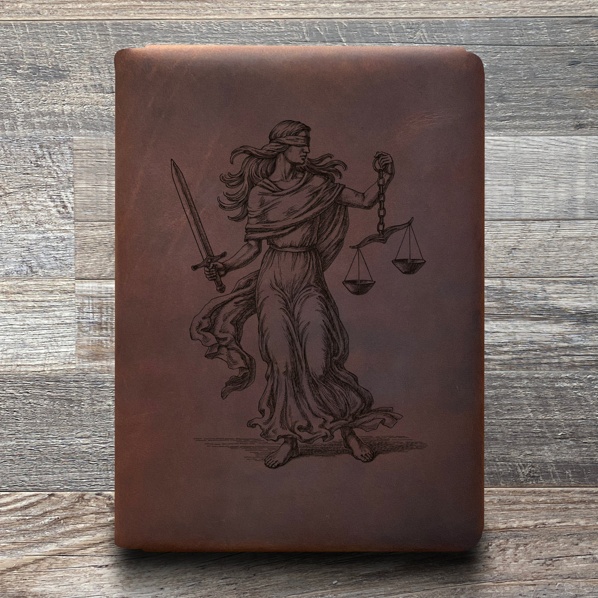 Lady Justice - Engraving Design - Refillable Leather Folios