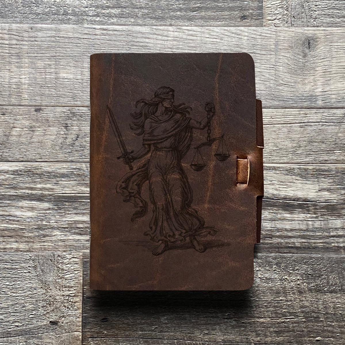 Lady Justice - Engraving Design - Refillable Leather Journals