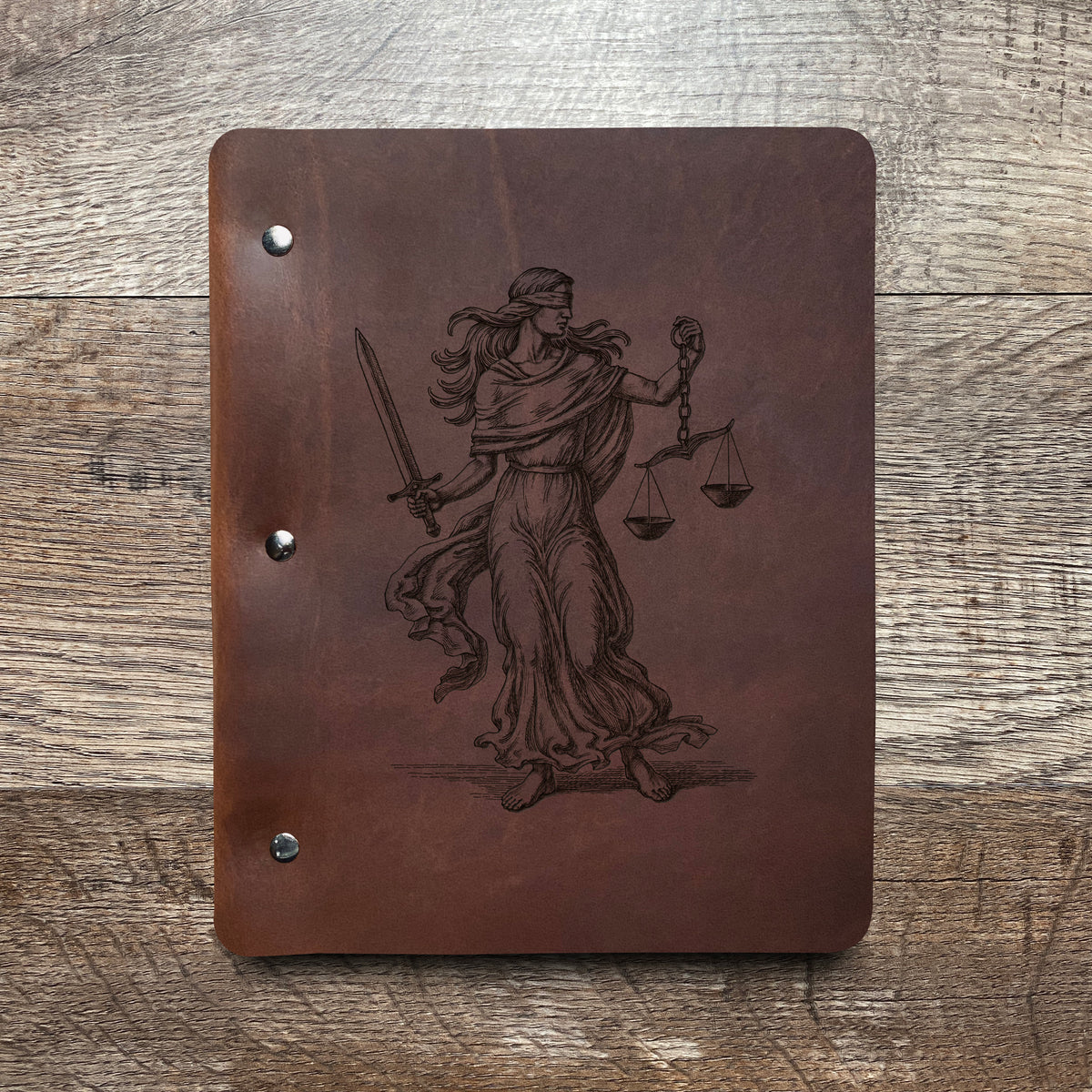 Lady Justice - Engraving Design - Refillable Leather Binders