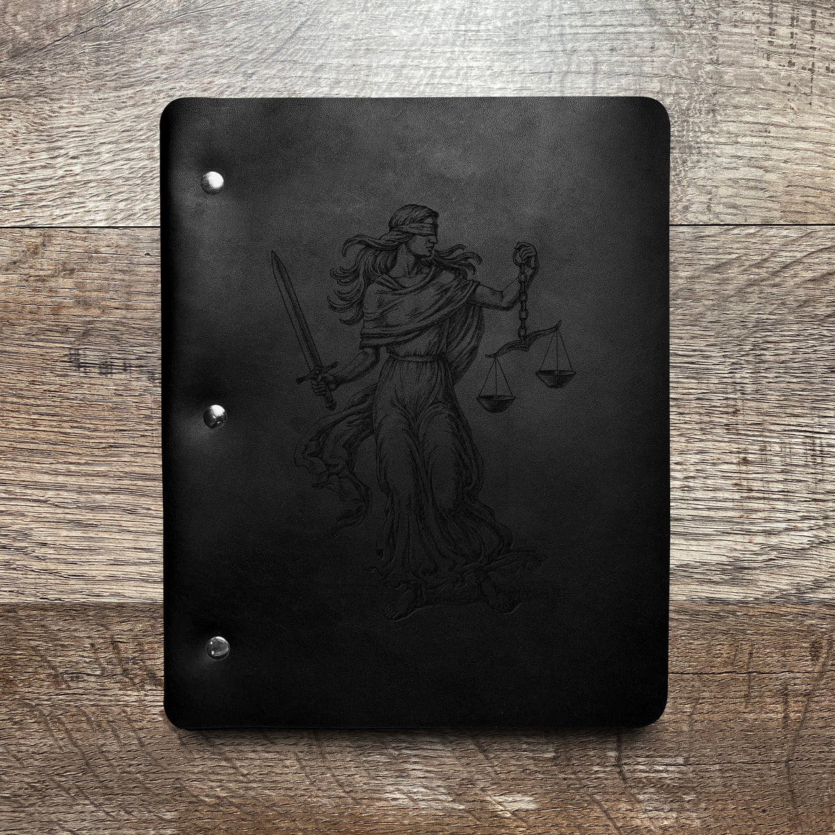 Lady Justice - Engraving Design - Refillable Leather Binders