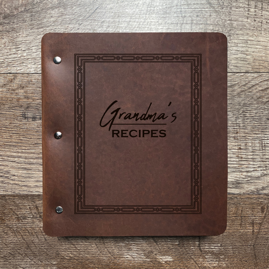 Custom Name Recipe Wide Cut - Refillable Leather Binder Custom Name Recipe Wide Cut - Refillable Leather Binder