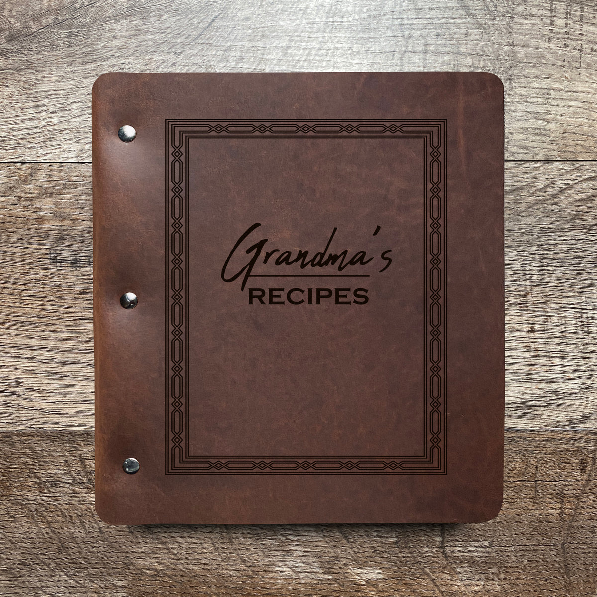 Custom Name Recipe Wide Cut - Refillable Leather Binder