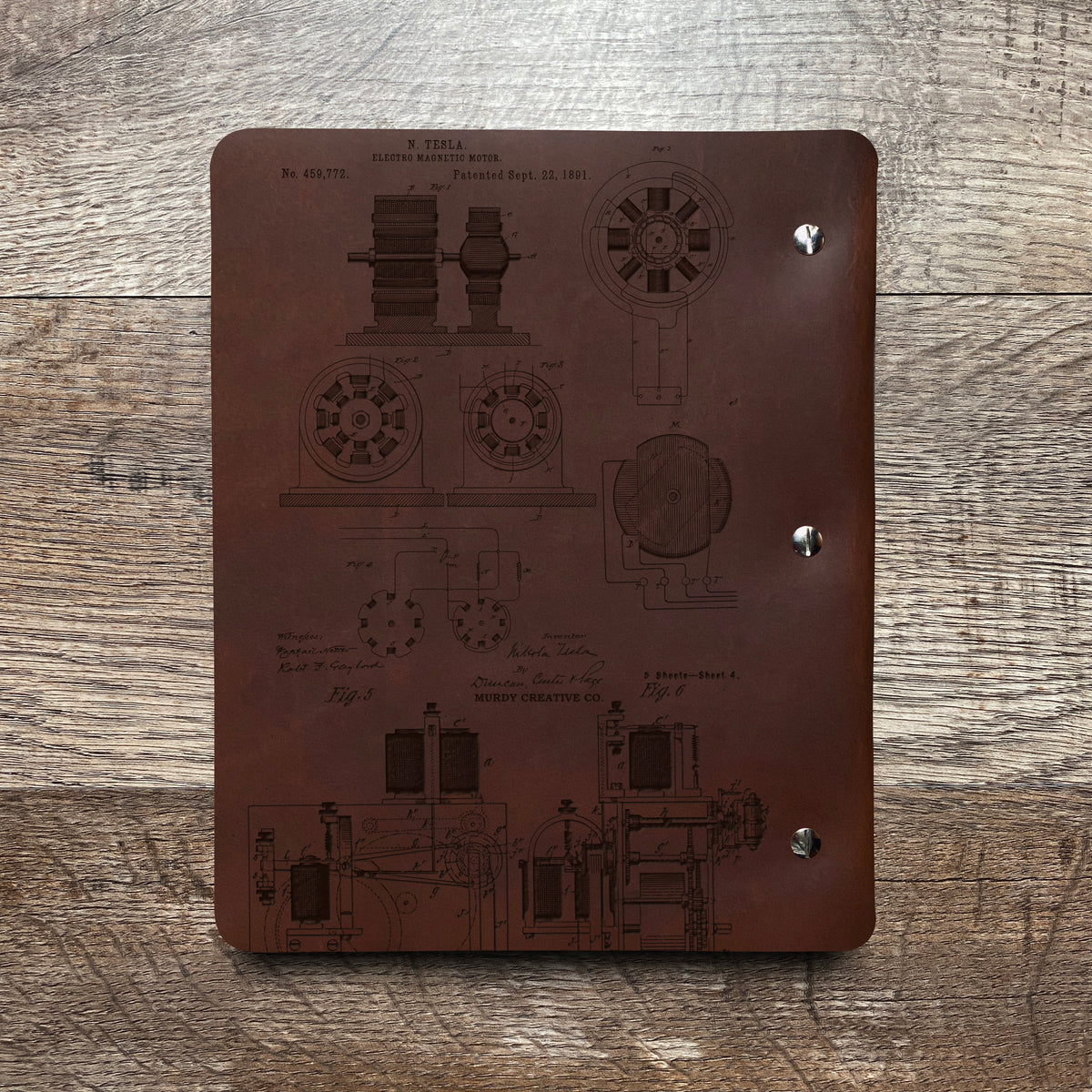 Nikola Tesla - Engraving Design - Refillable Leather Binders