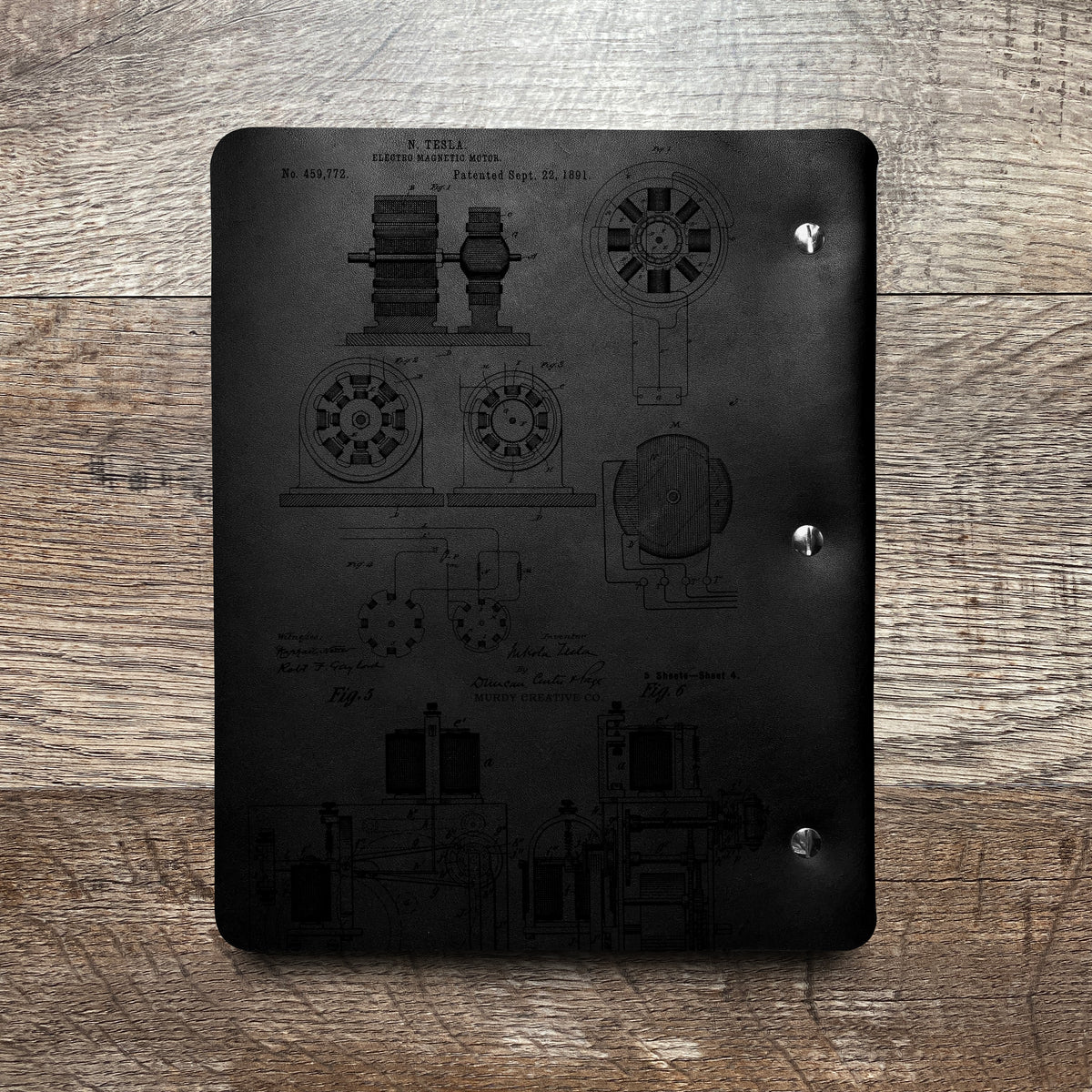 Nikola Tesla - Engraving Design - Refillable Leather Binders