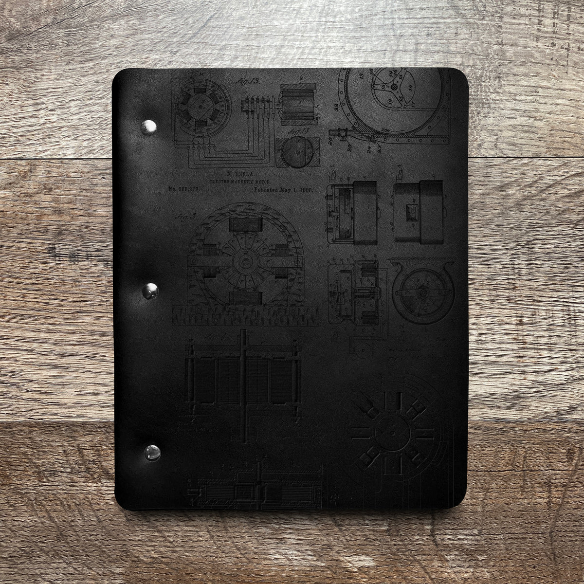 Nikola Tesla - Engraving Design - Refillable Leather Binders