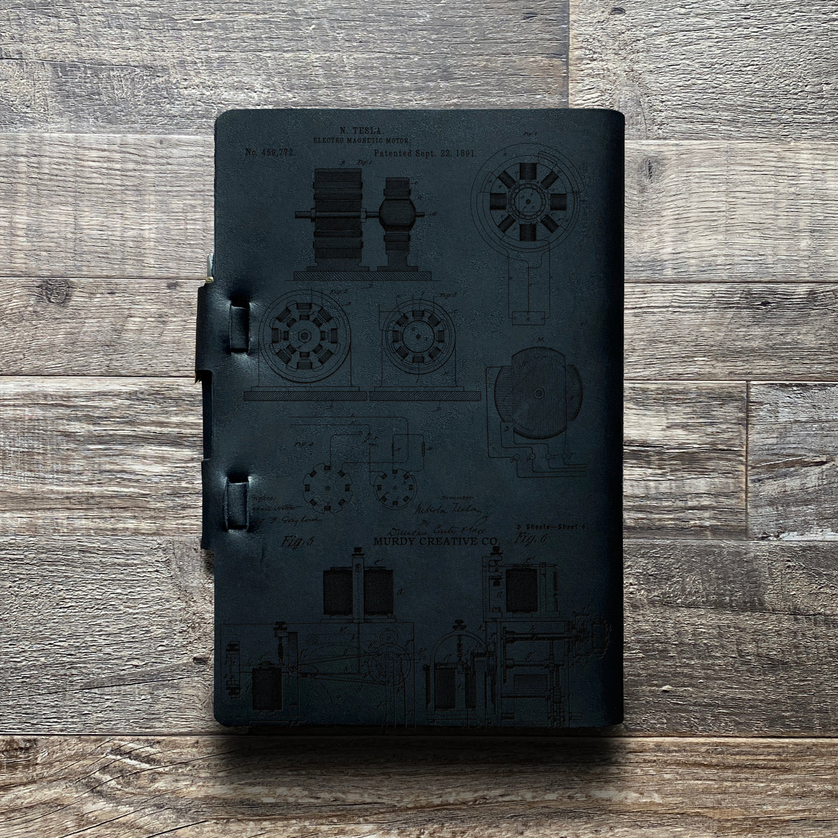 Nikola Tesla - Engraving Design - Refillable Leather Journals