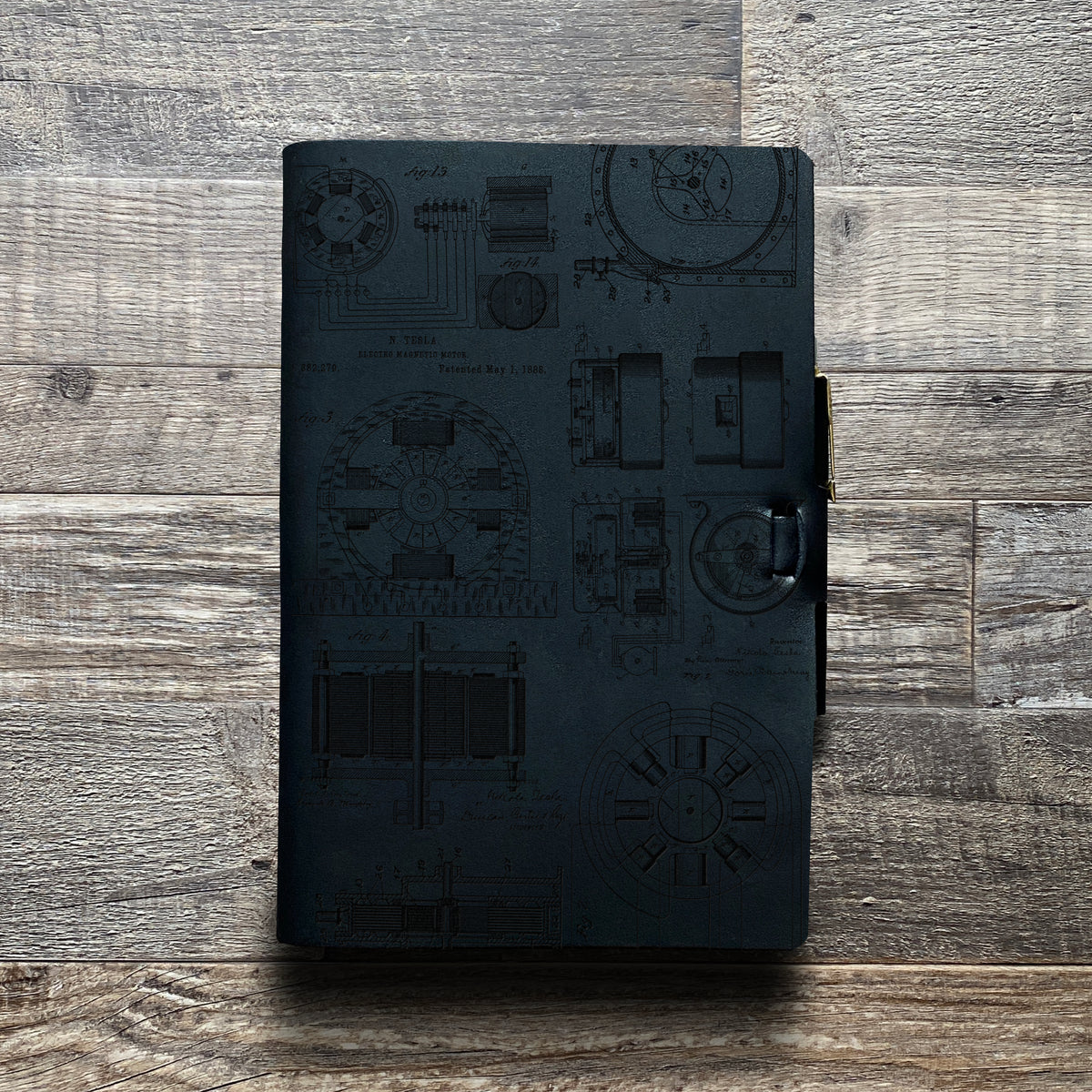 Nikola Tesla - Engraving Design - Refillable Leather Journals