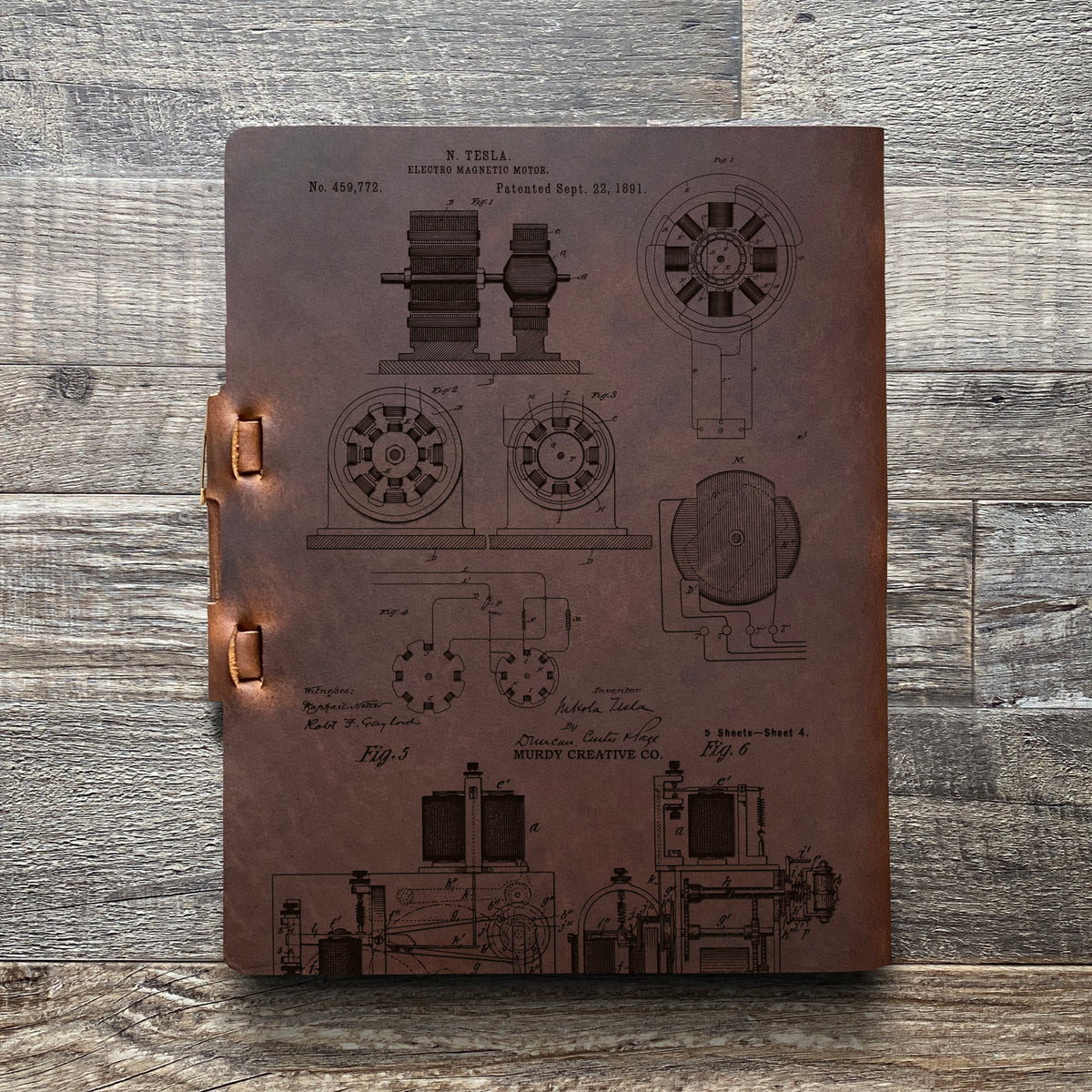 Nikola Tesla - Engraving Design - Refillable Leather Journals