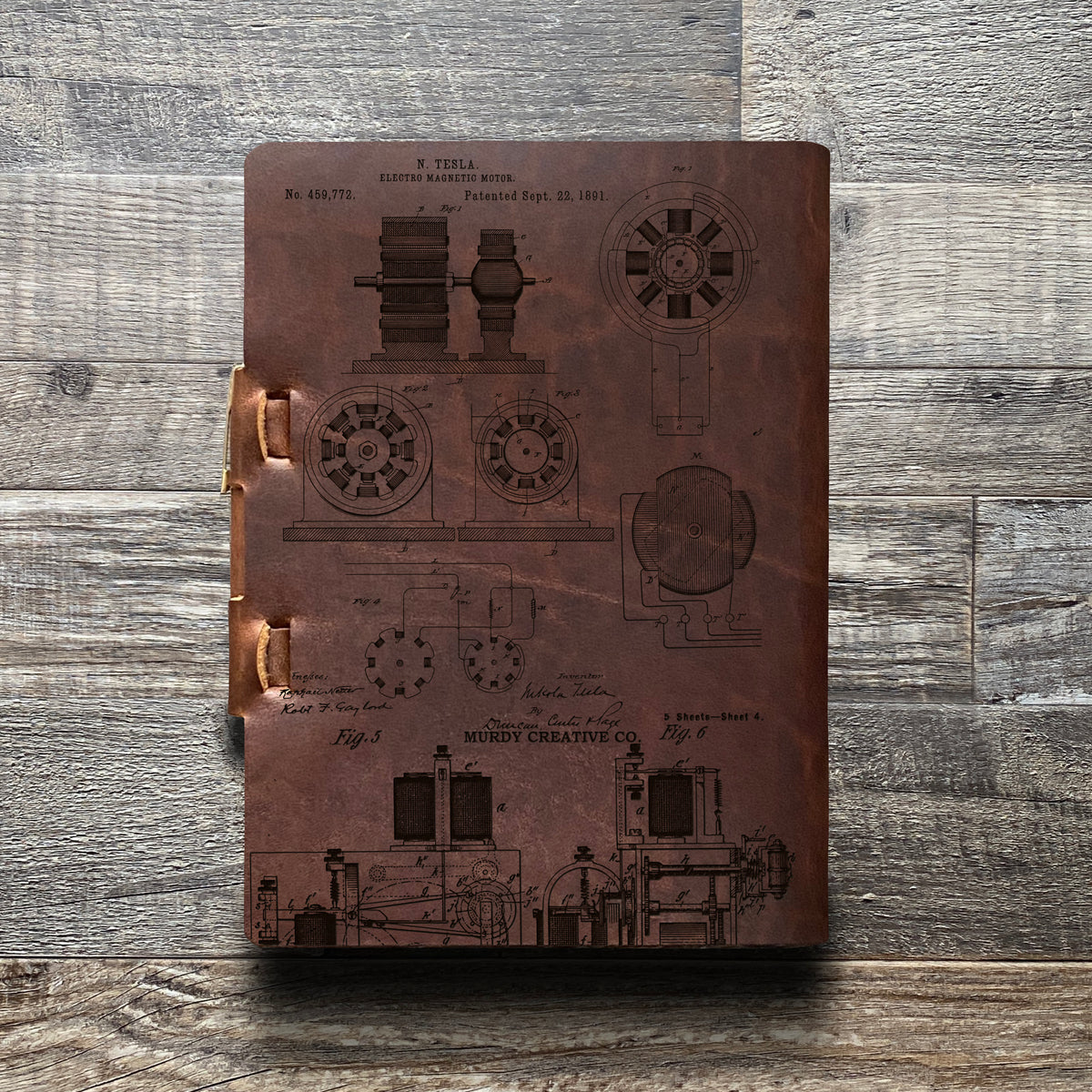 Nikola Tesla - Engraving Design - Refillable Leather Journals