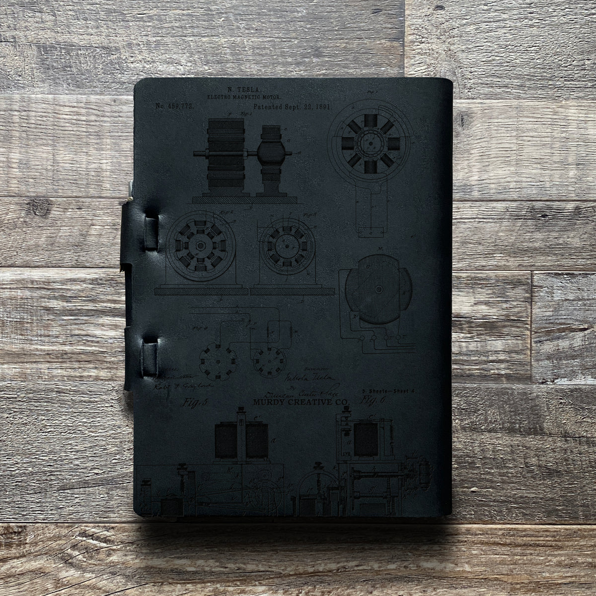 Nikola Tesla - Engraving Design - Refillable Leather Journals