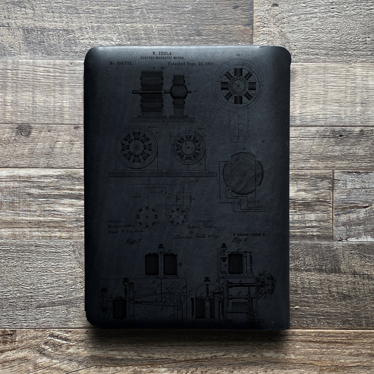 Nikola Tesla - Engraving Design - Refillable Leather Folios