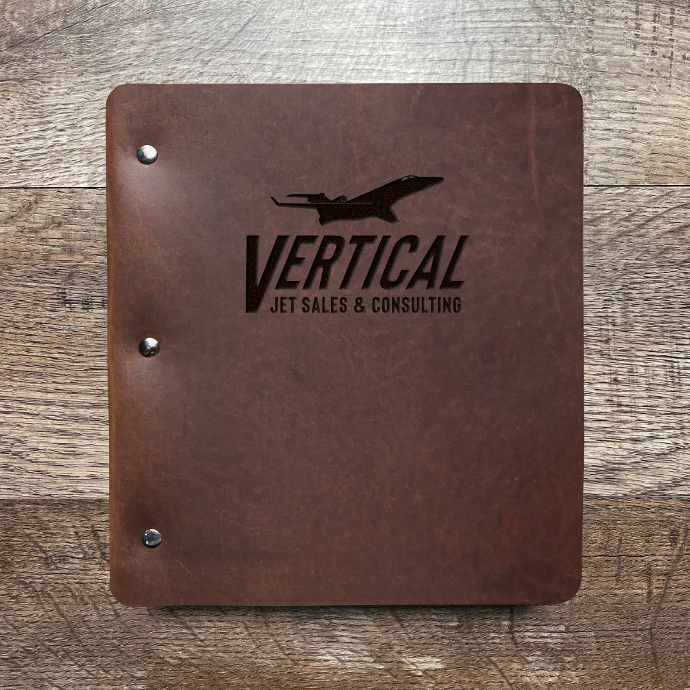 Custom Order Vertical Jet Sales - Wide Cut - Refillable Leather Binder